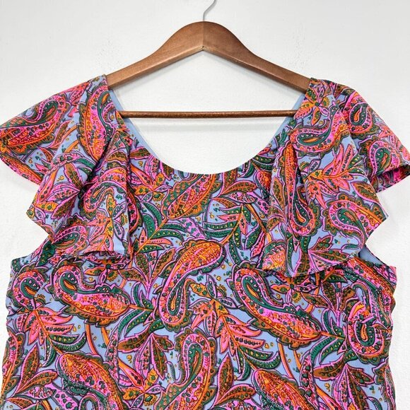 J. Crew Size 14 Pink 100% Silk Flutter Sleeve Mini Dress Wedding Guest - Picture 6 of 6